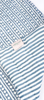 jaipuri razai with blue and white stripes on a white background. buy winter quilts.
