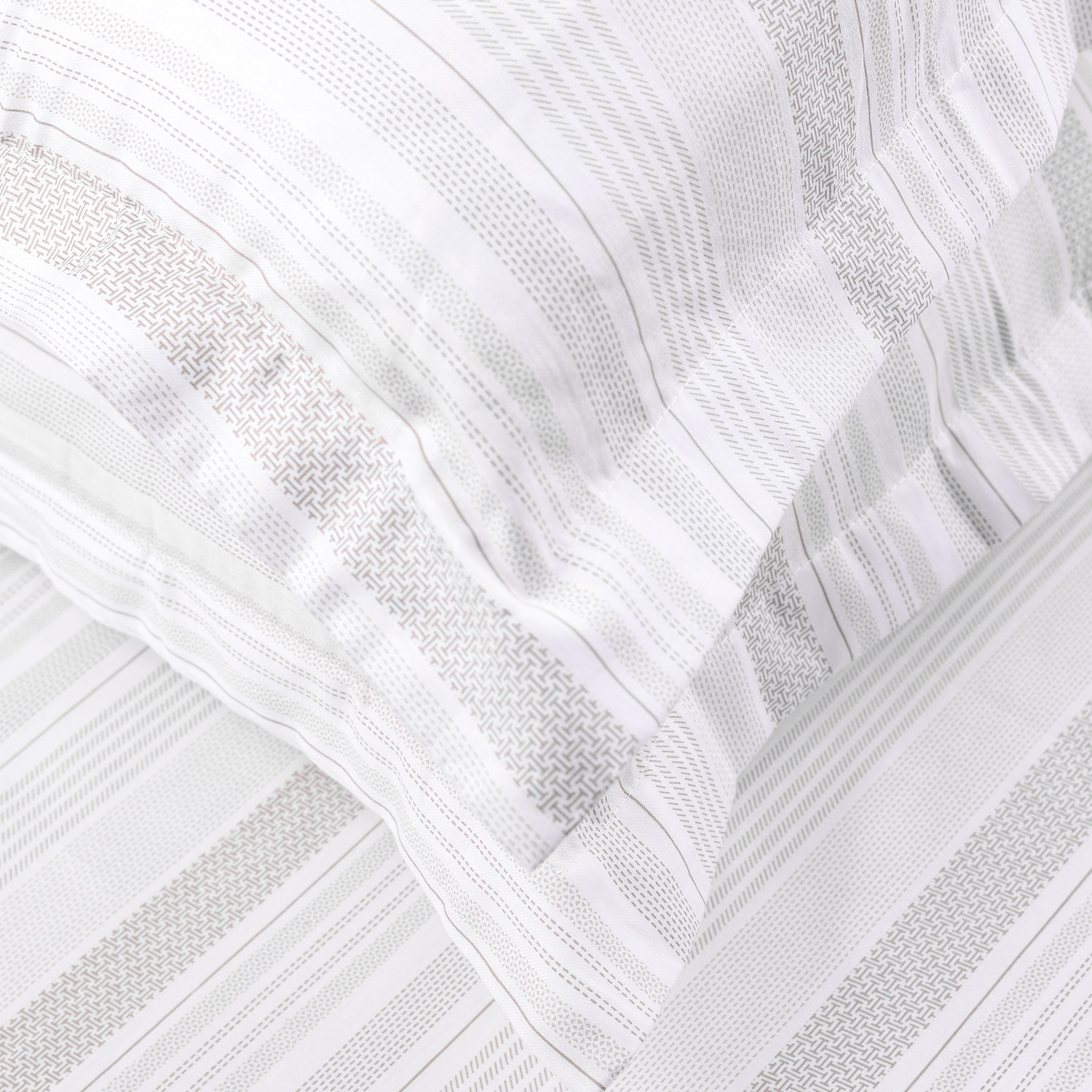 400 tc pure cotton luxury bed sheet in white and beige striped