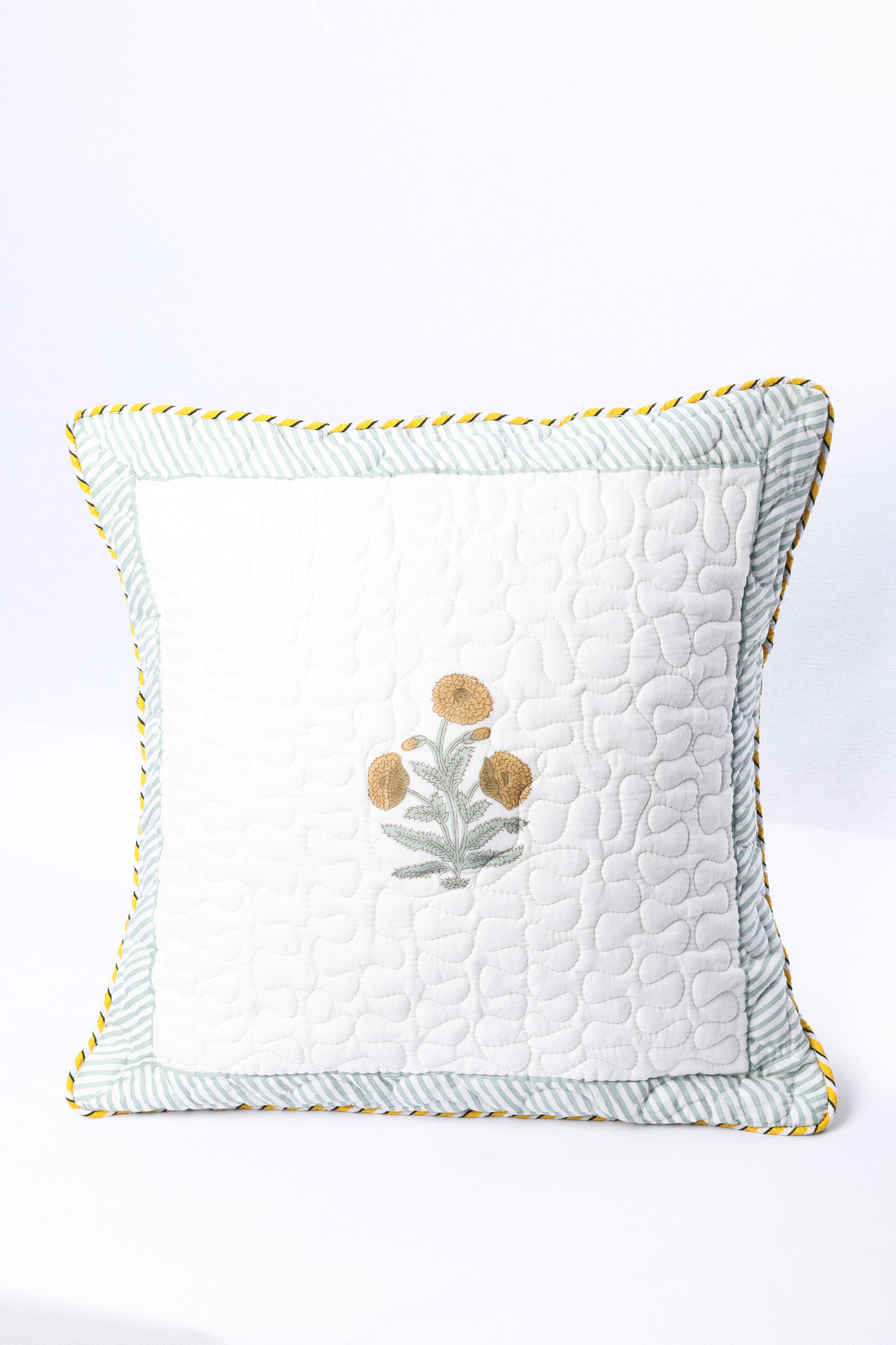 Yellow cushion covers 16x16 with floral print