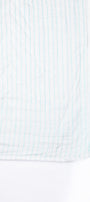 Reversible cotton bed spread with aqua blue and white stripes on one side