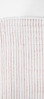 Reversible cotton bed spread with red vertical stripes on a white background on one side