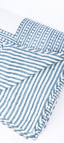 Blue and white stripped cotton bed cover hand quilted. Buy luxury bedspread online.