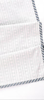 White cotton dohar blanket with a striped border. buy double bed dohar for summer