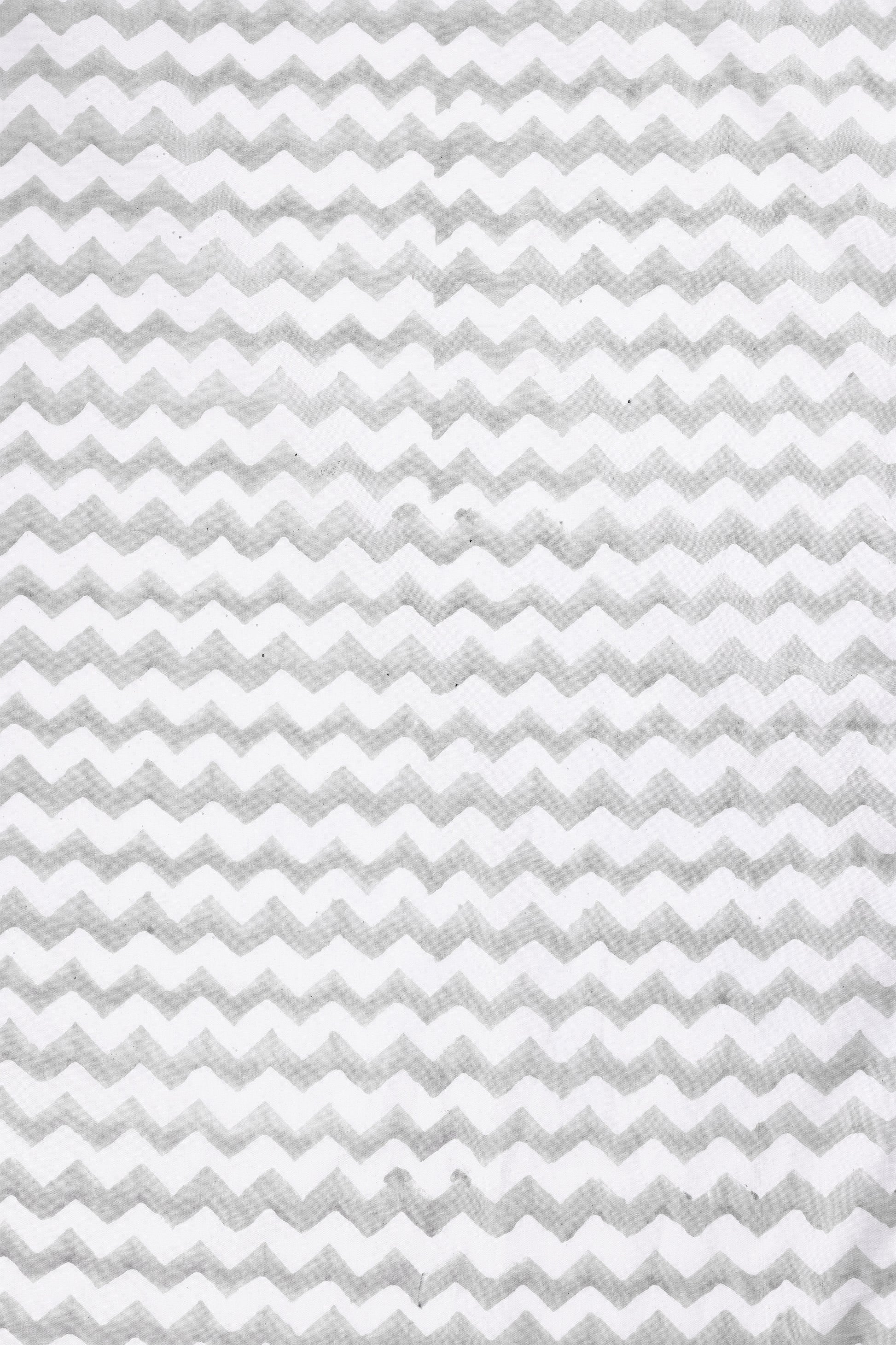 Grey and white chevron cotton double bed sheet