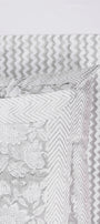Grey chevron double bed sheet with floral and chevron patterns matching reversible pillows