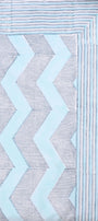 Pure cotton double bed sheet with chevron pattern and striped design in light blue.