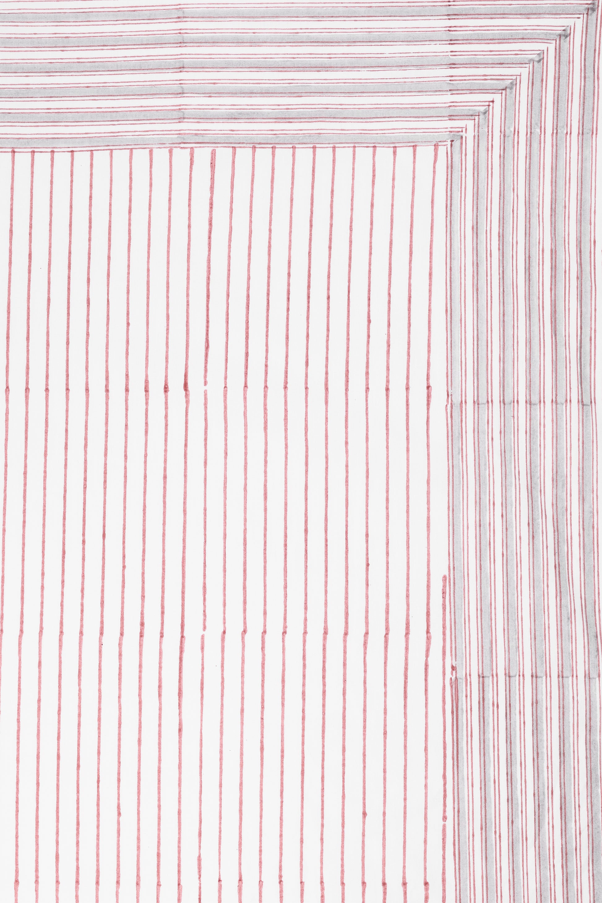 Double bed sheet with red vertical stripes hand block printed