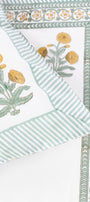 Decorative double bedsheet with floral prints on a white background. buy jaipur bedsheets online.
