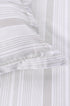 Pure cotton double bed bedsheet in white and beige geometric print with a matching pillow cover.