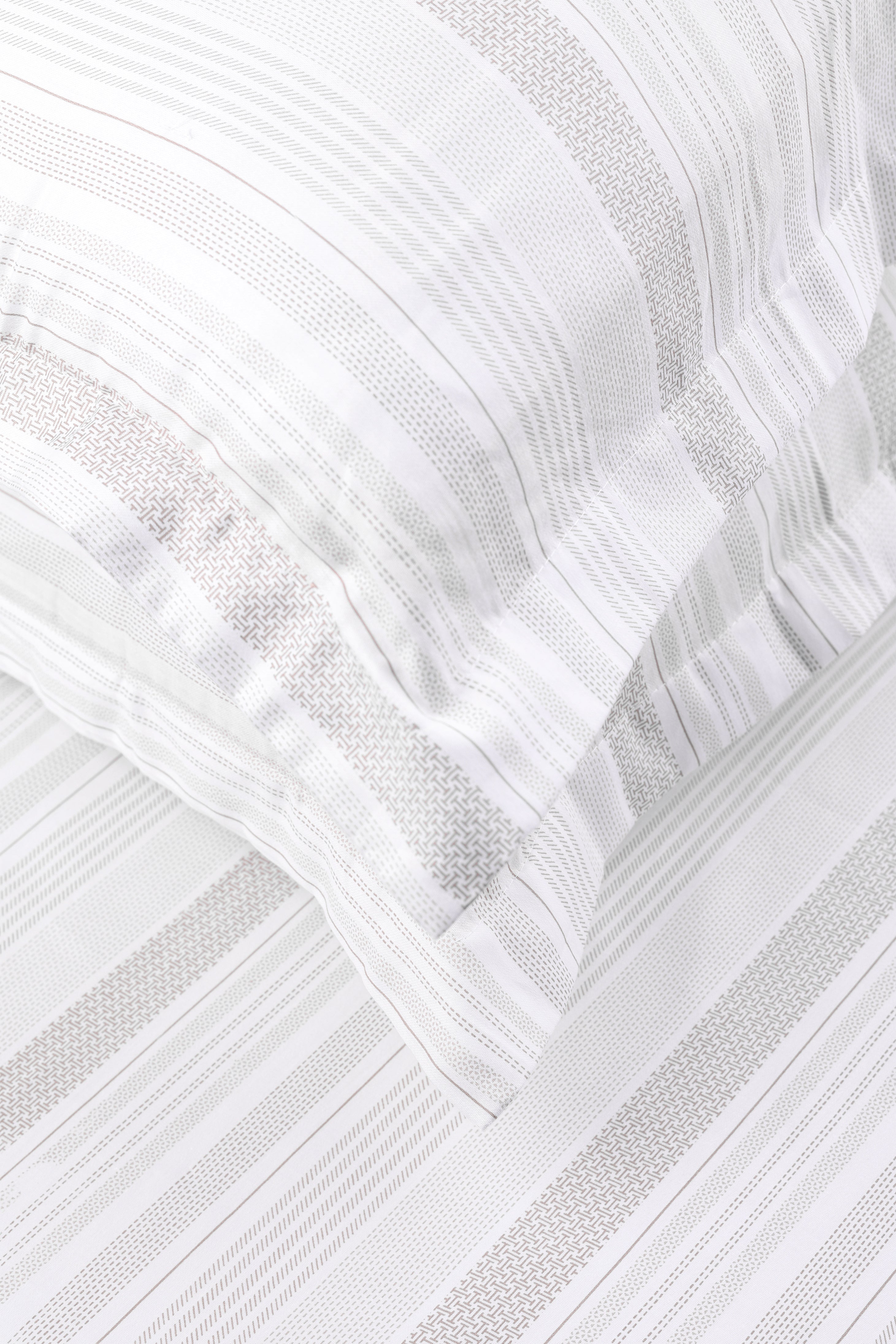 400 tc pure cotton luxury bed sheet in white and beige striped 