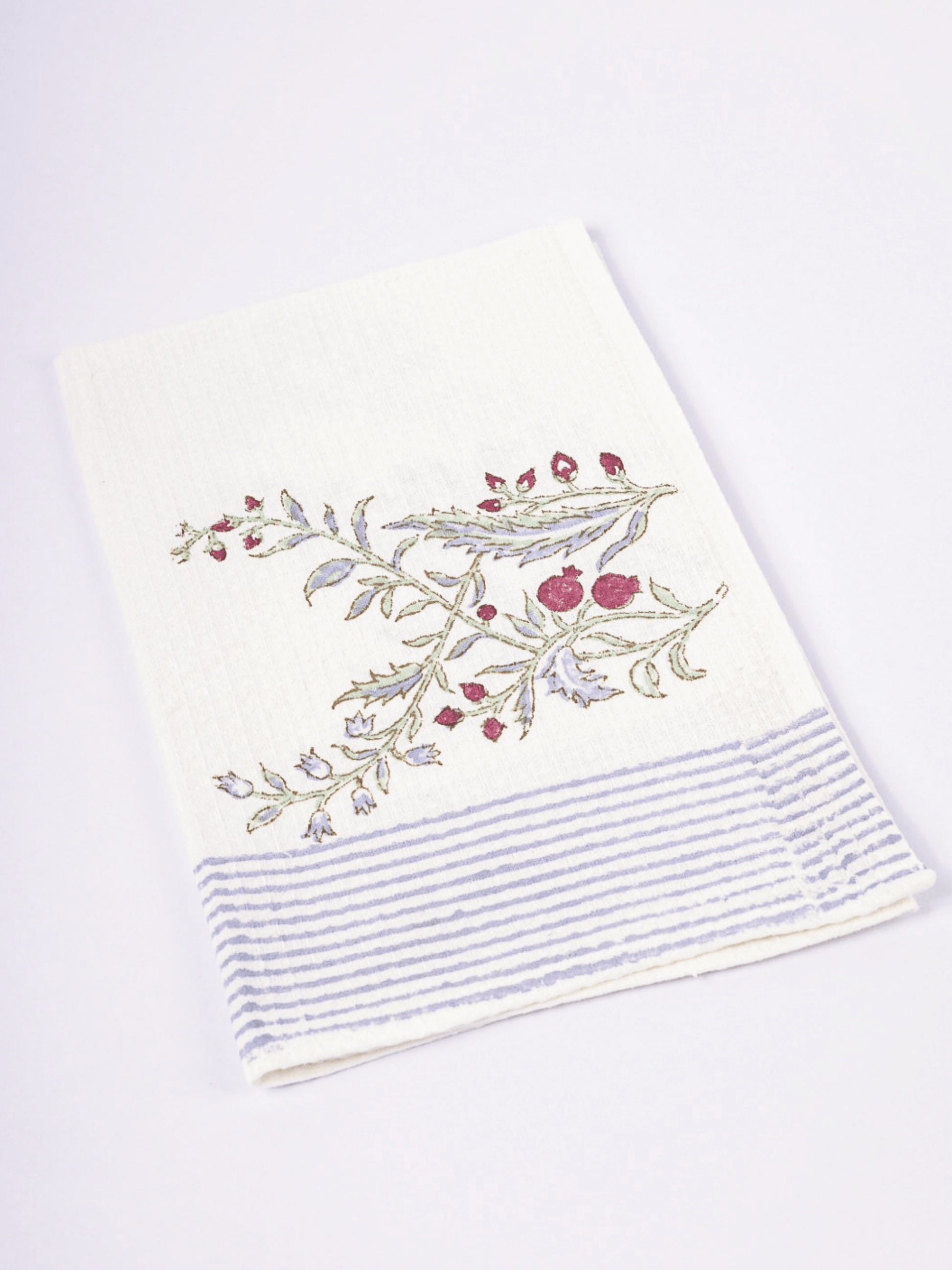 Anar-Kali cotton hand towel with hand block printed anar motifs