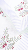 Anar-Kali pure cotton bedsheet with hand block printed anar motifs and reversible green striped pillow covers