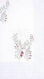 Anar-Kali pure cotton white bedsheet with hand block printed anar motifs and blue striped borders