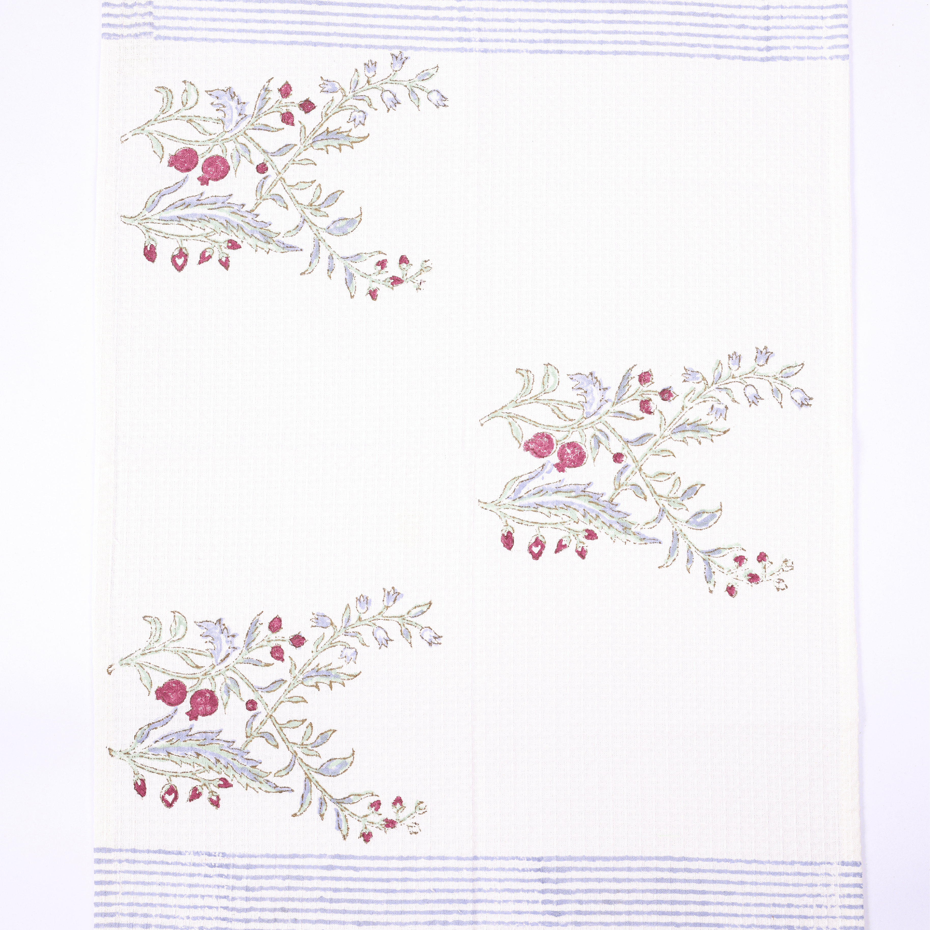 Absorbent waffle cotton hand towel with handcrafted print