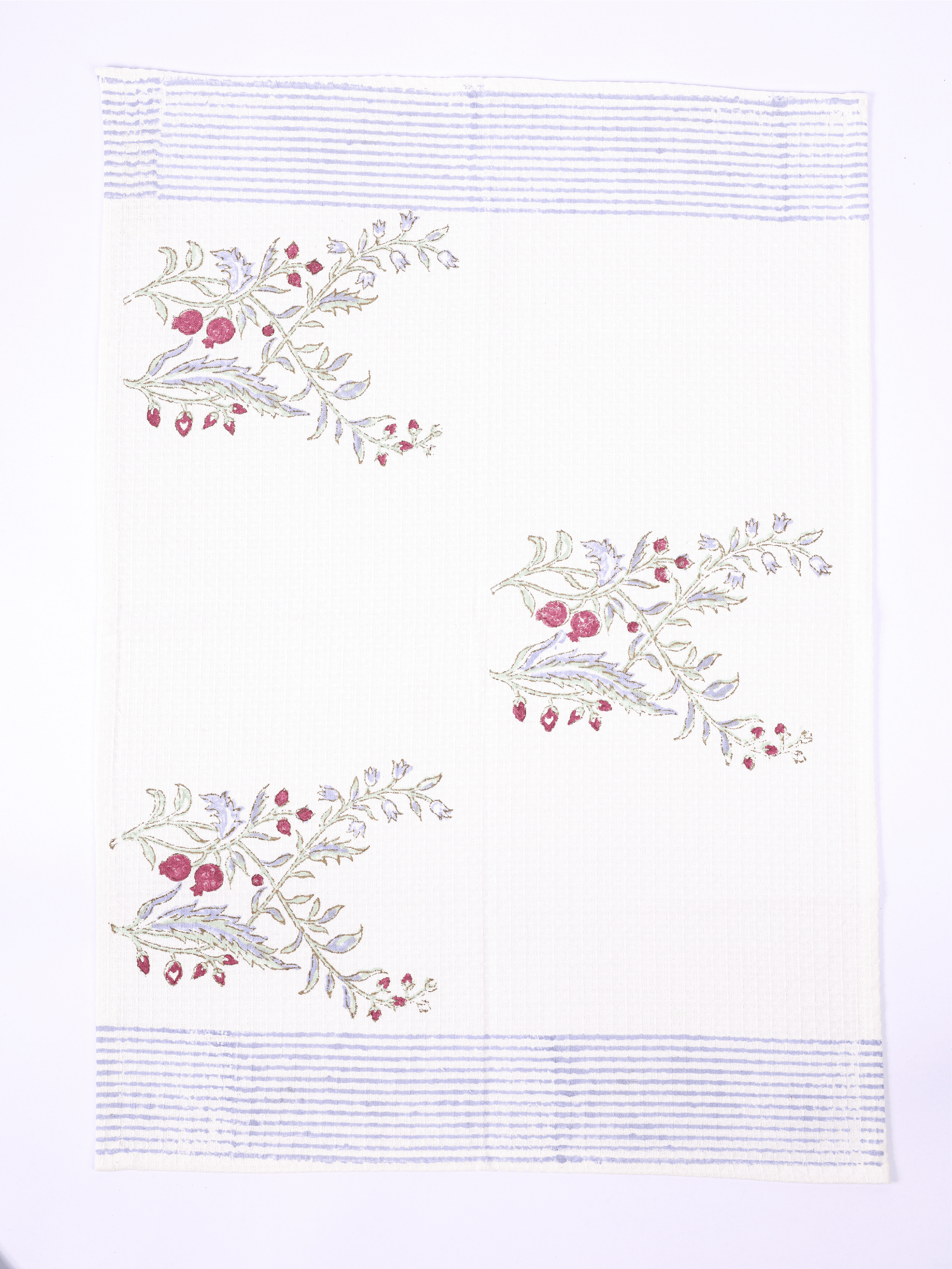 Absorbent waffle cotton hand towel with handcrafted print