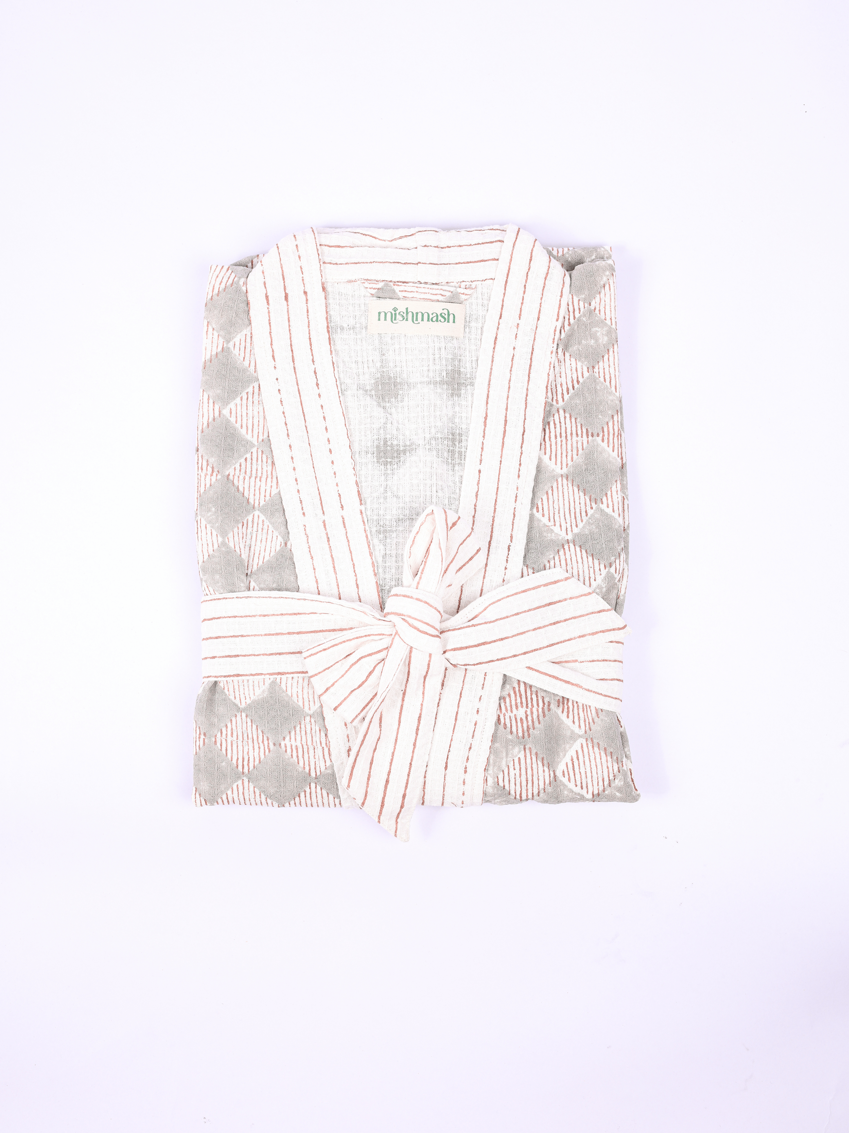 Cotton bath robe with adjustable detachable belt