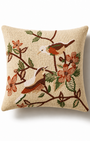 TNT fabric cushion cover with embroidered birds and branche