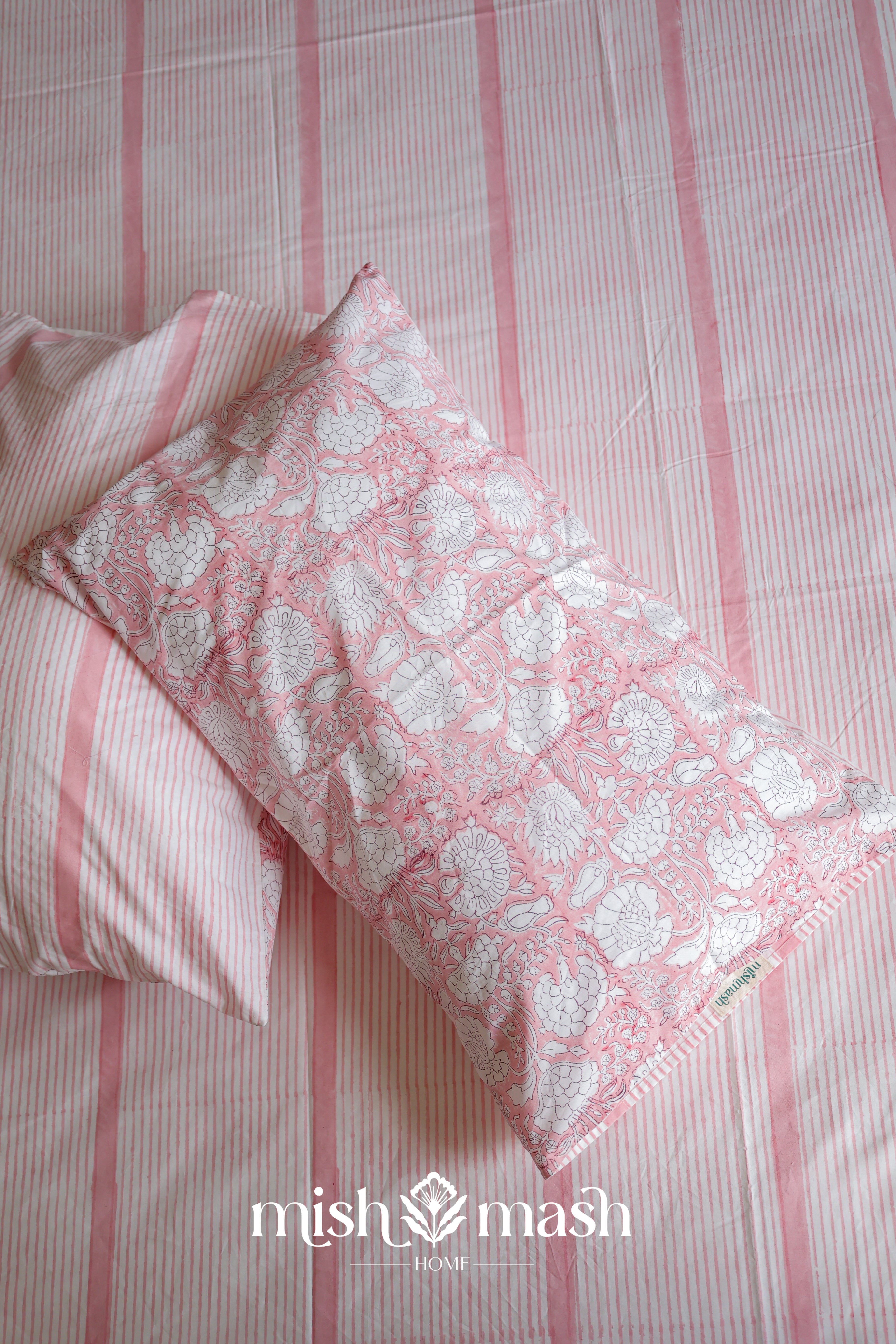 Peach Please Block Printed Double Bedsheet