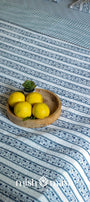 blue double bed cover with floral print