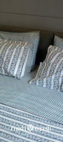 gingham blue cotton bedsheet