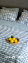blue double bed cover