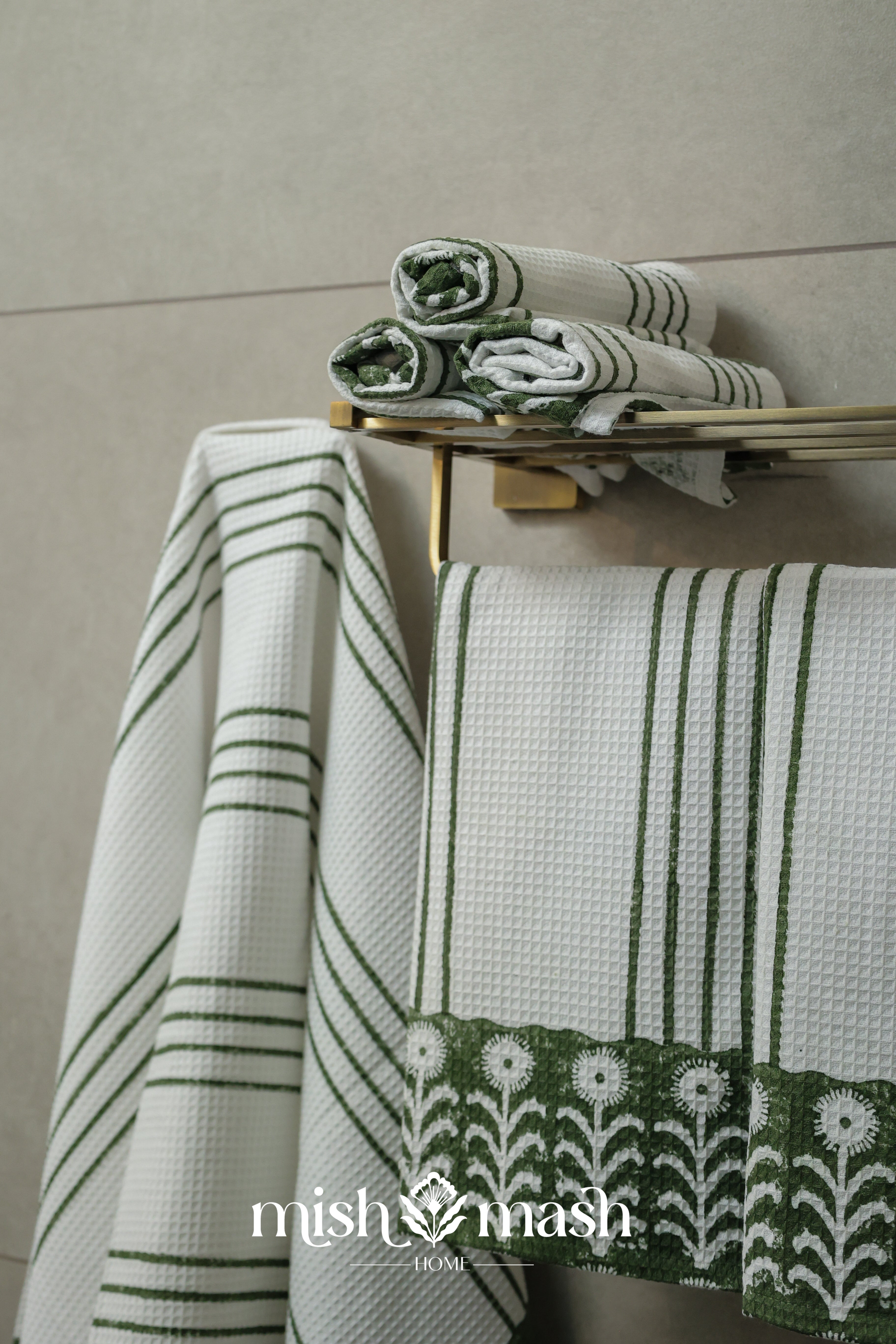 Olive You lightweight quick dry towel in soft waffle cotton