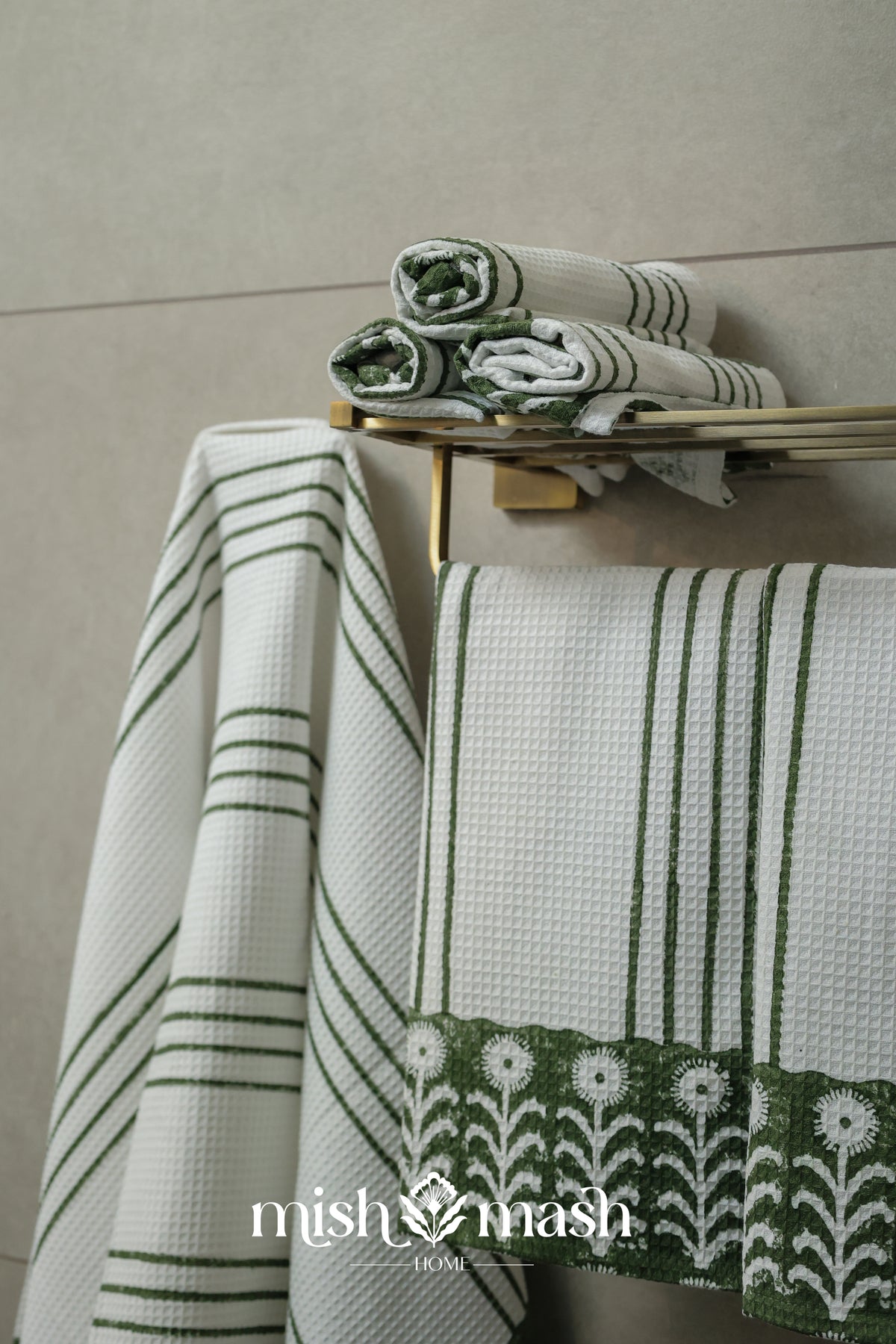Olive You lightweight quick dry towel in soft waffle cotton