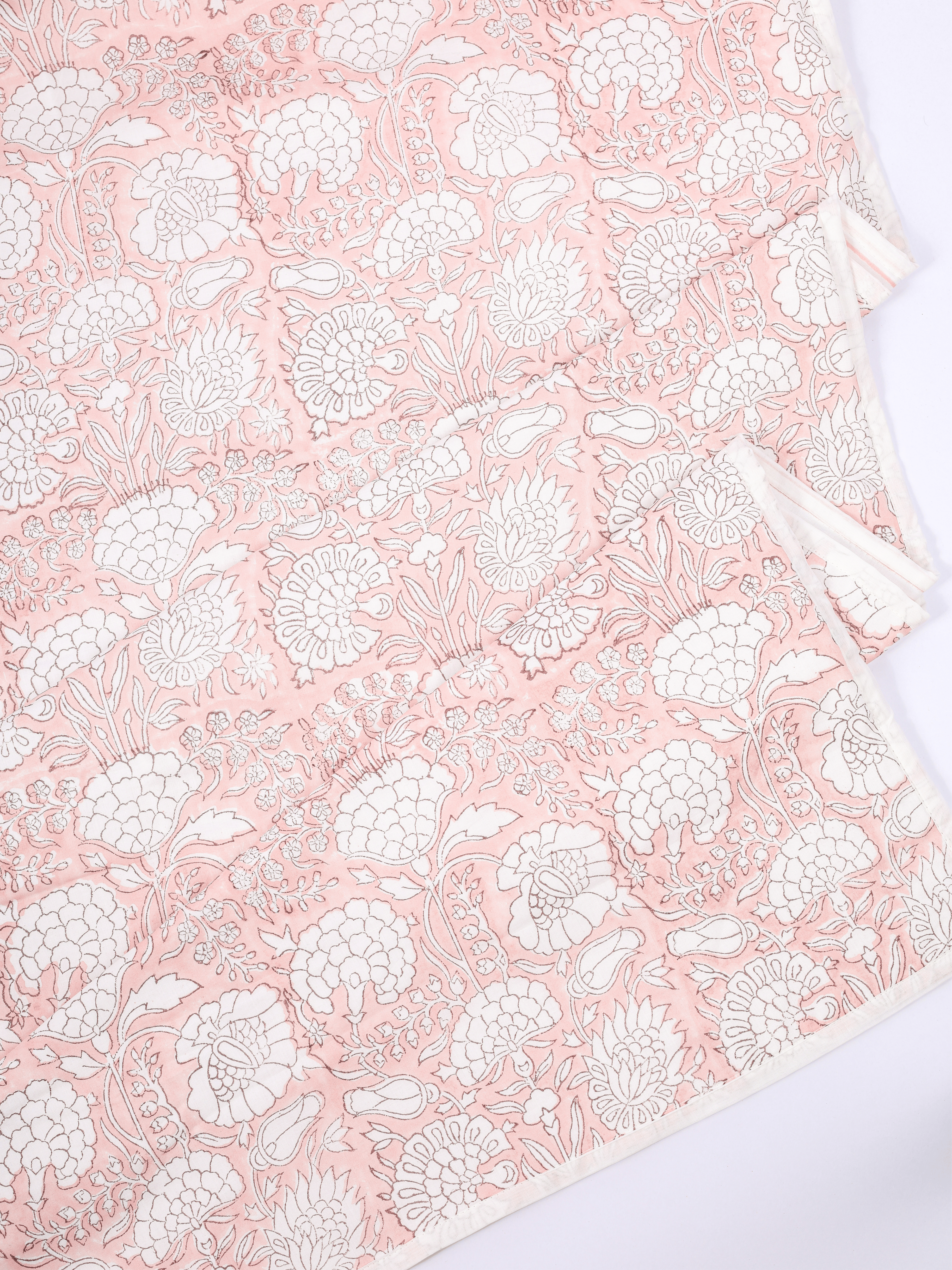 Lightweight cotton dohar with peach floral print
