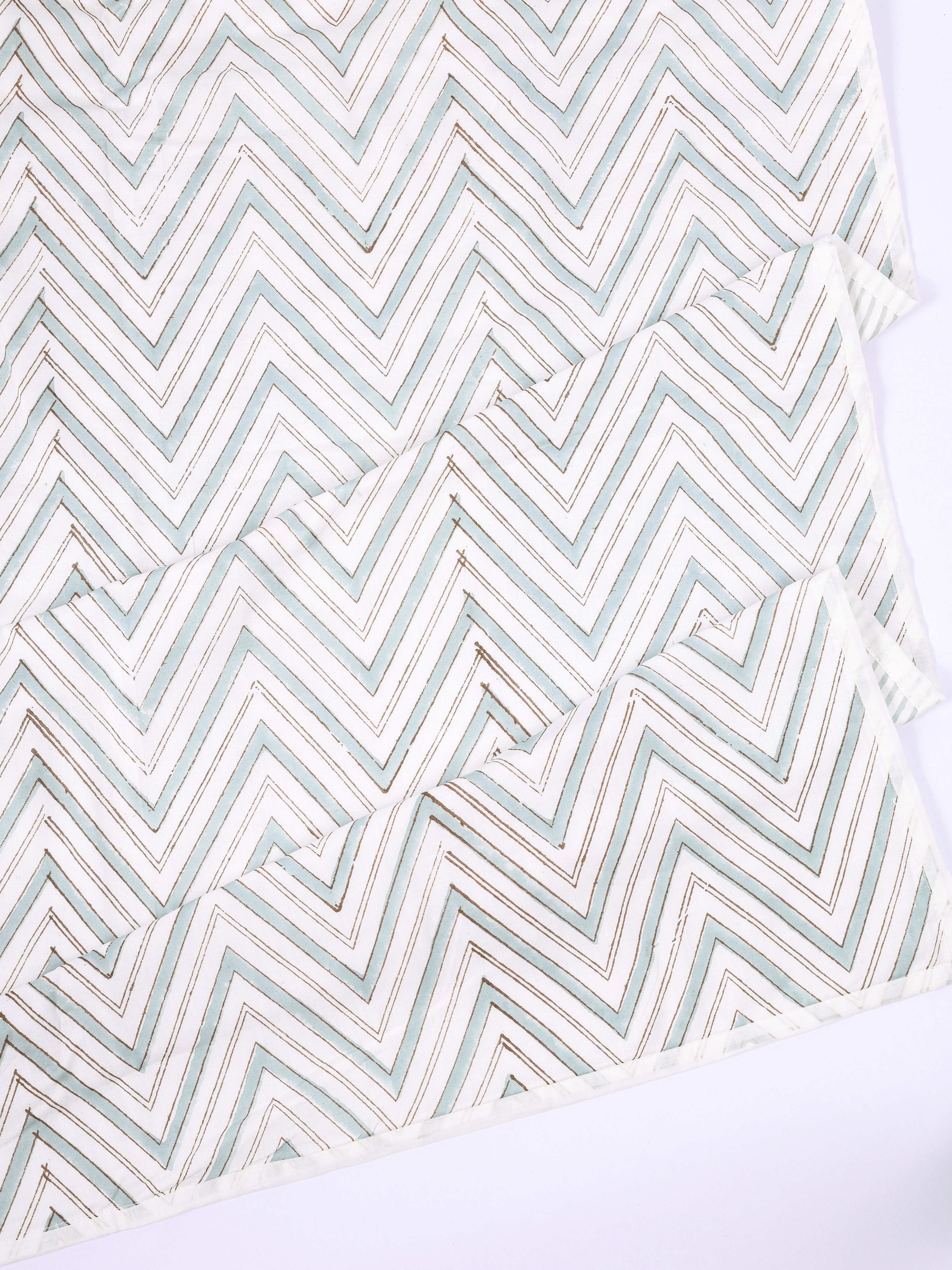 Lightweight cotton dohar for summer with green chevron print