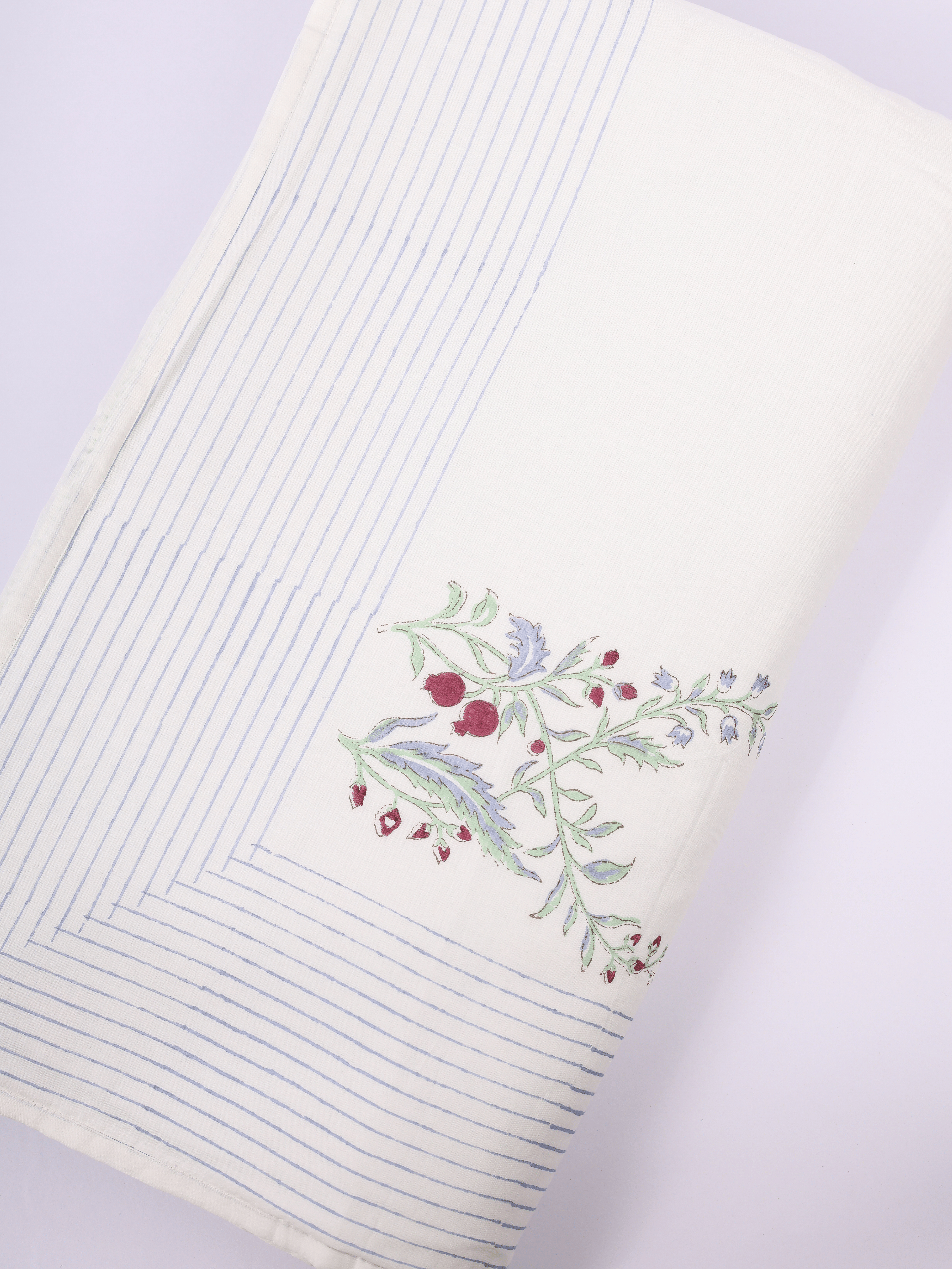 Mulmul cotton dohar with hand block printed anar motifs