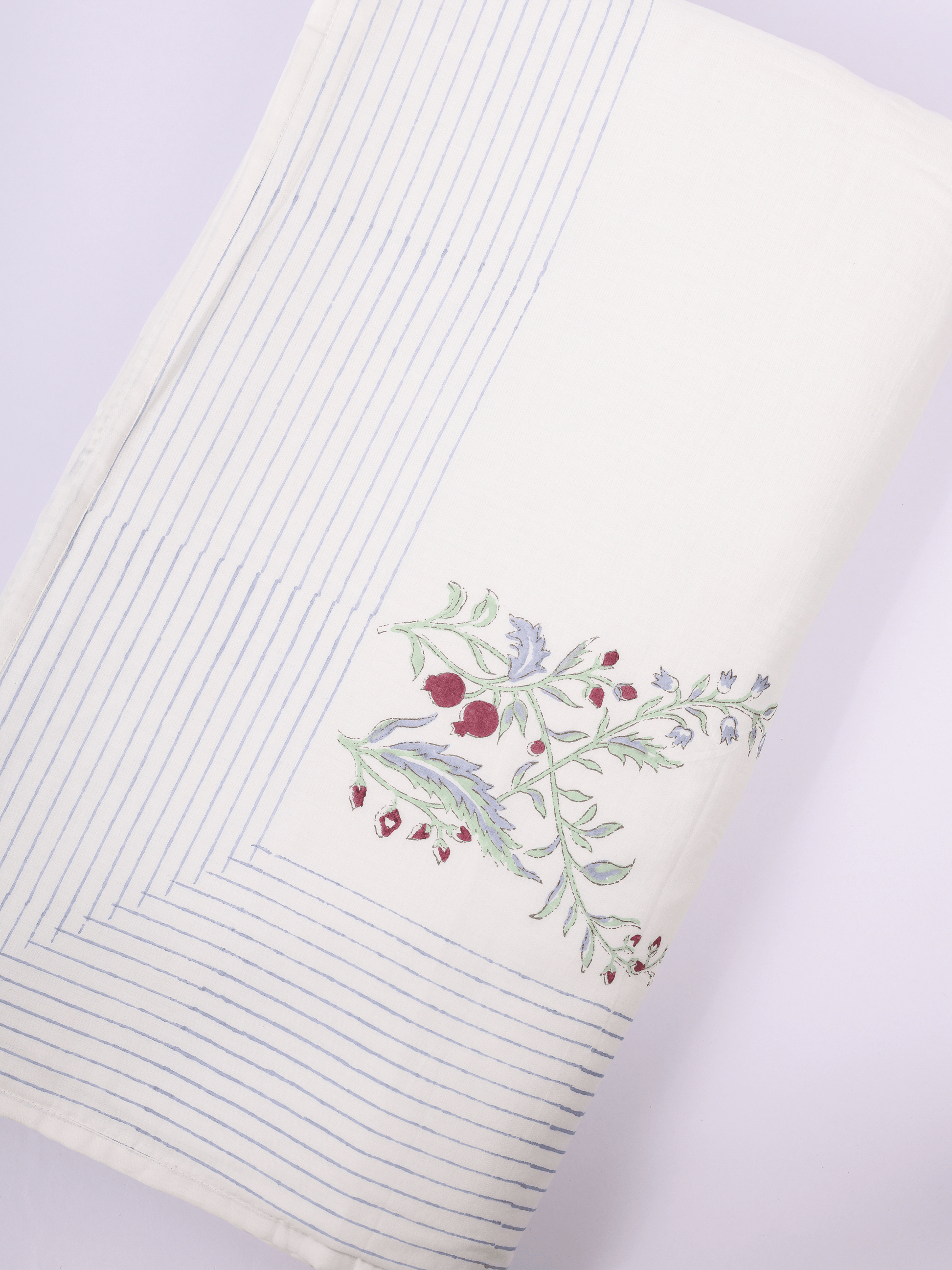 Mulmul cotton dohar with hand block printed anar motifs