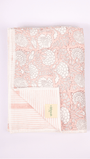 Muslin cotton dohar in peach pink and white