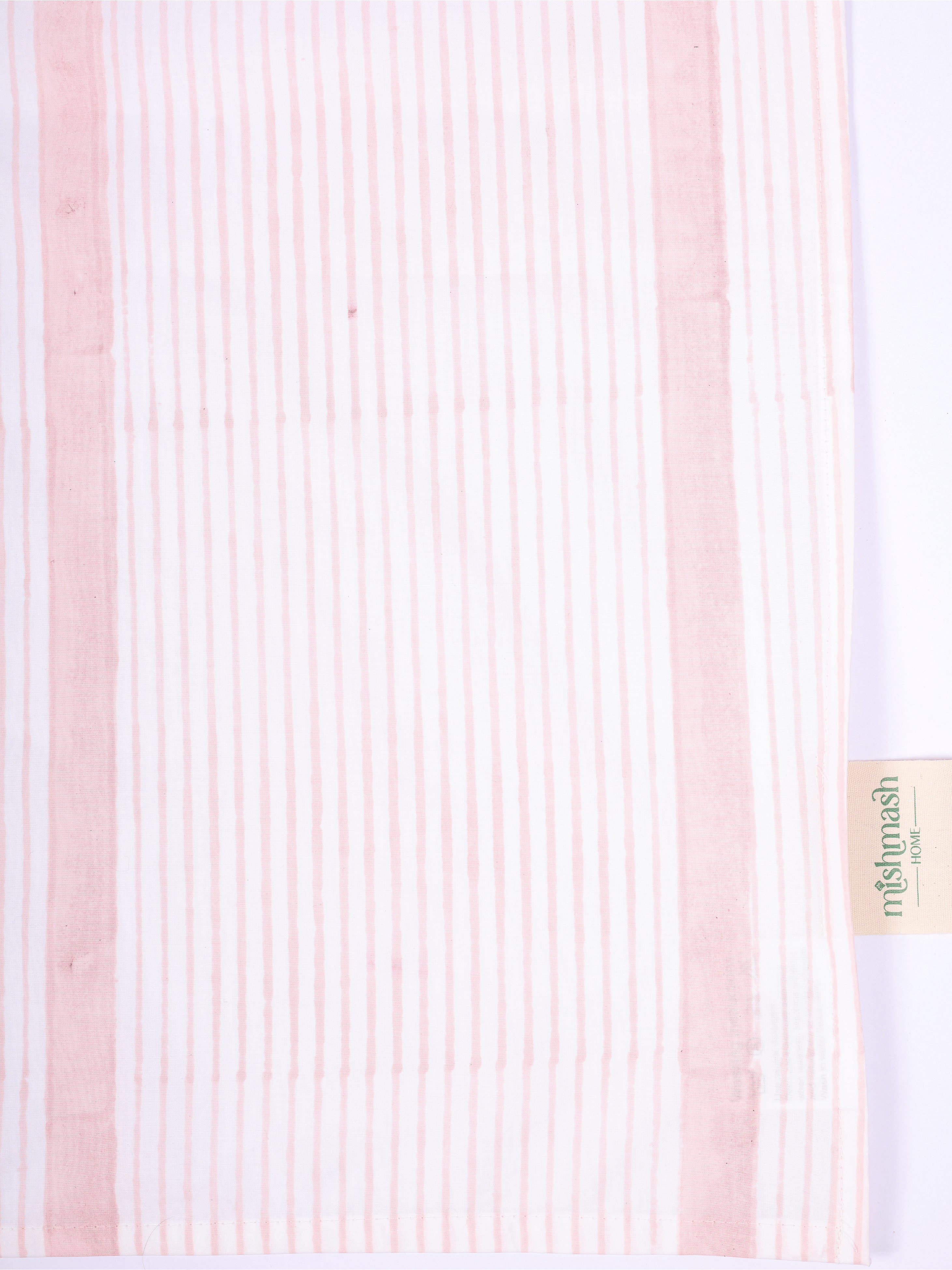 Pure cotton double bed bedsheet in peach pink stripes