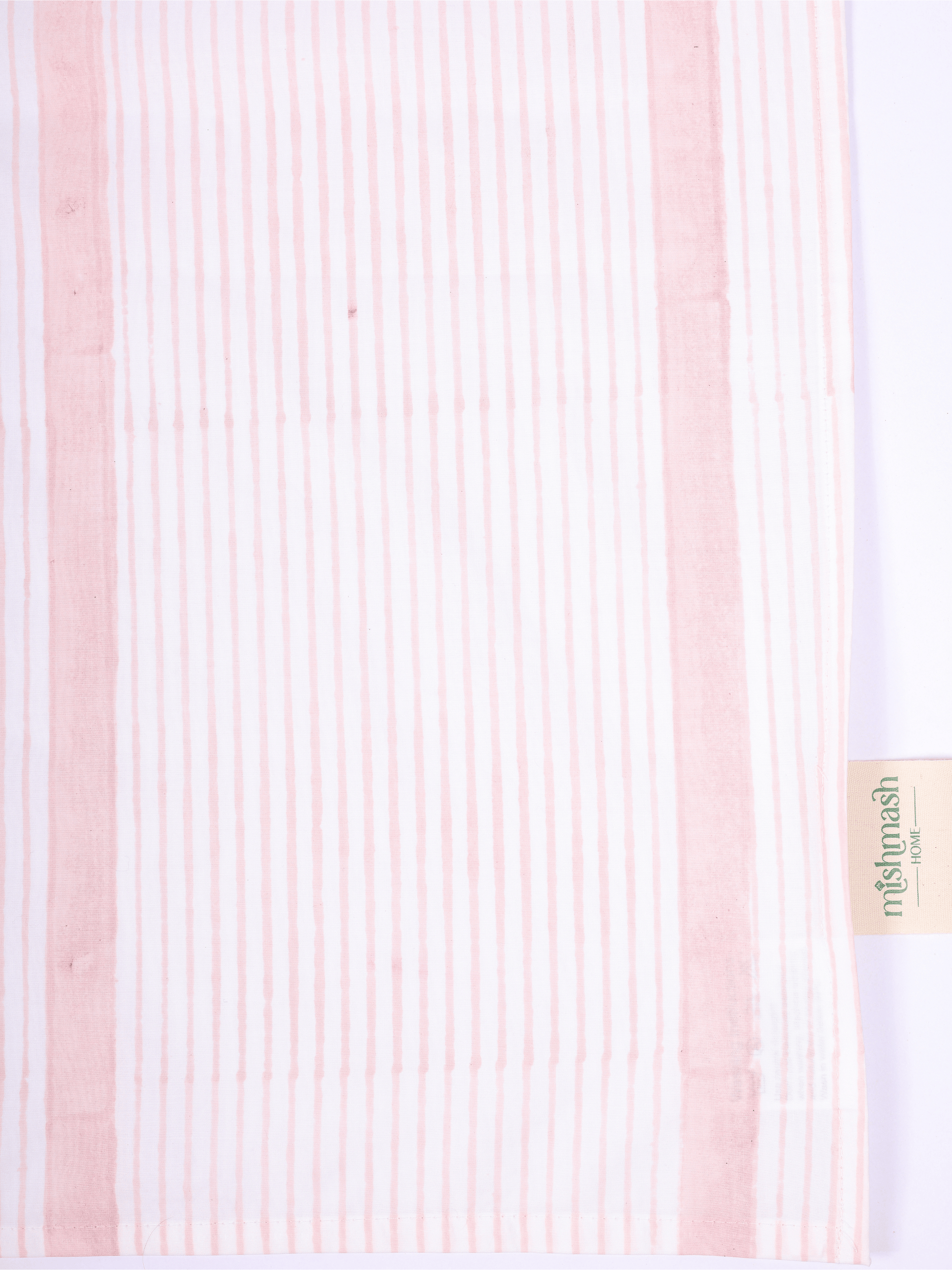 Pure cotton double bed bedsheet in peach pink stripes