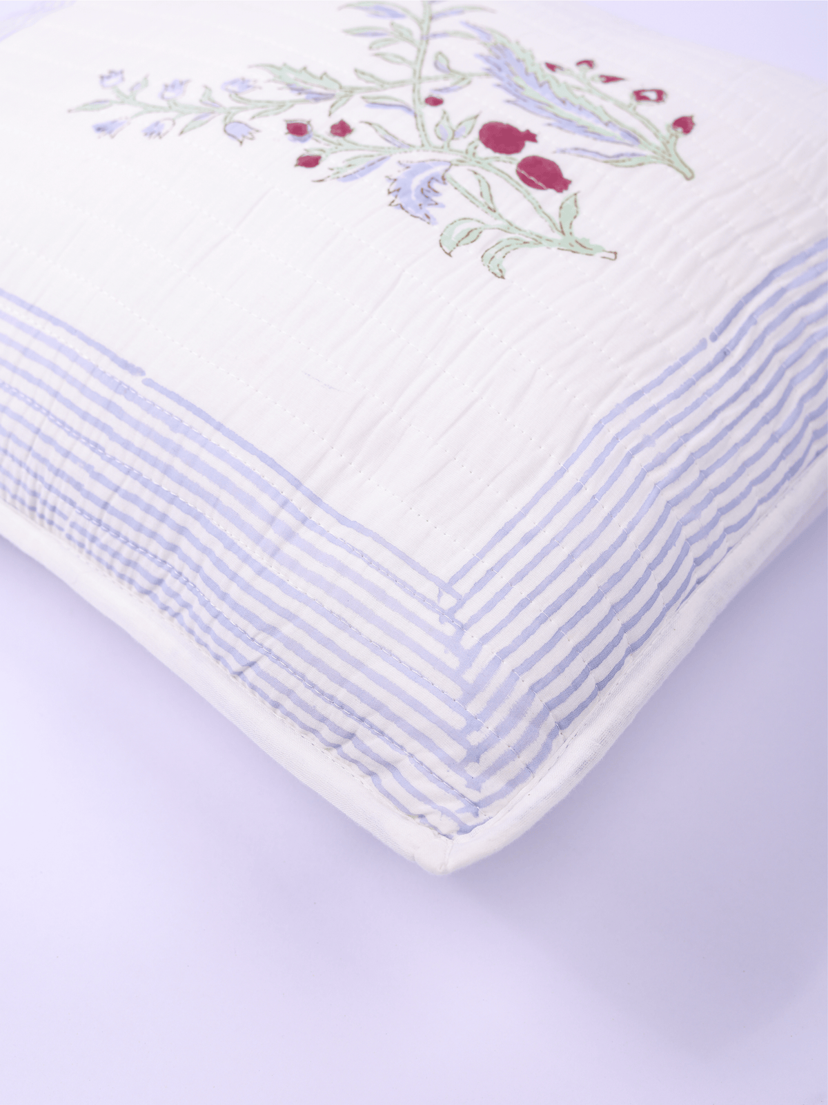 Handcrafted cotton cushion cover with pomegranate motifs