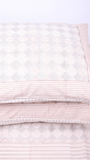 300 TC hand block printed cotton bedsheet in red, grey and white