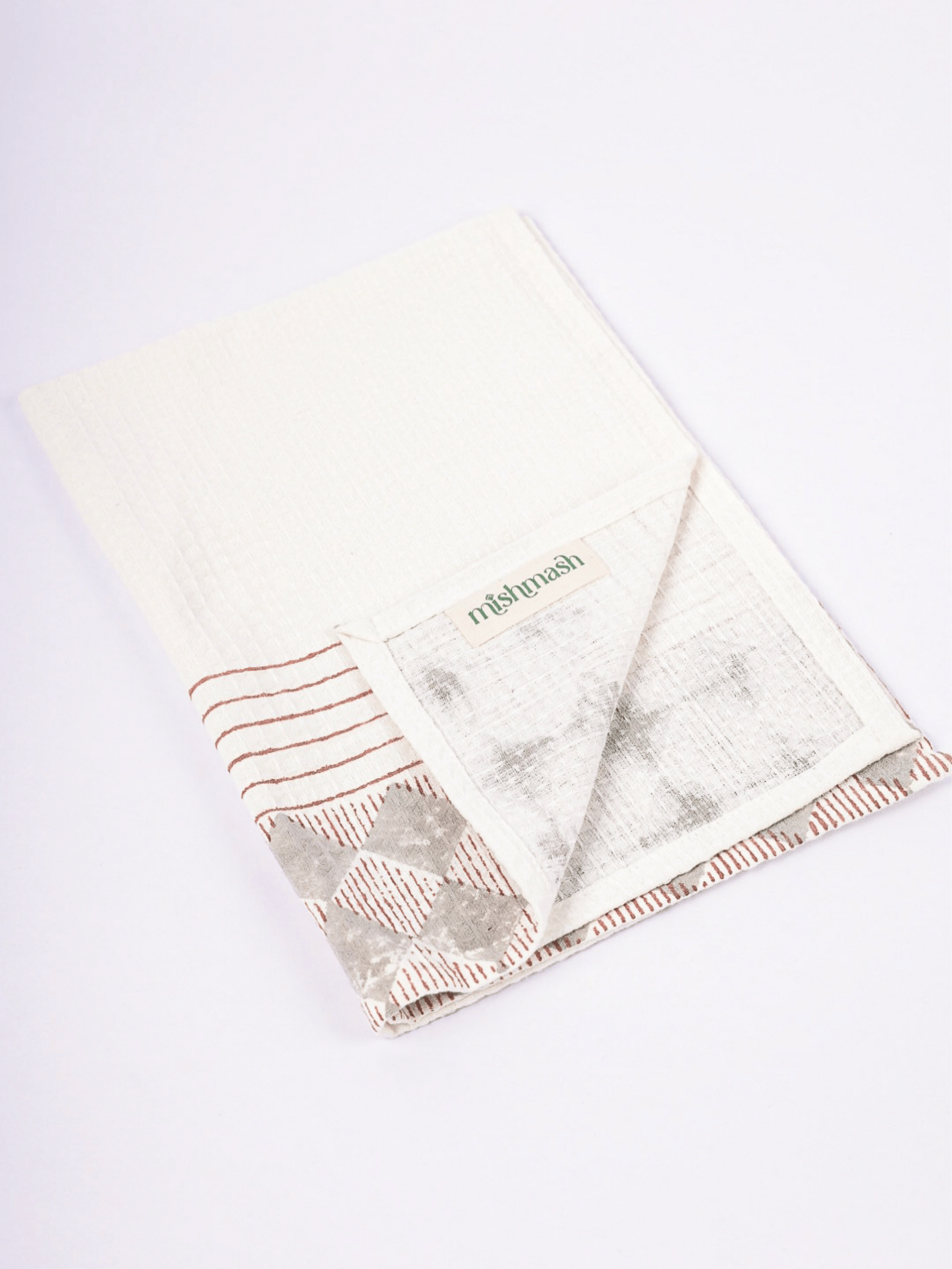 Small cotton hand towel with red check design