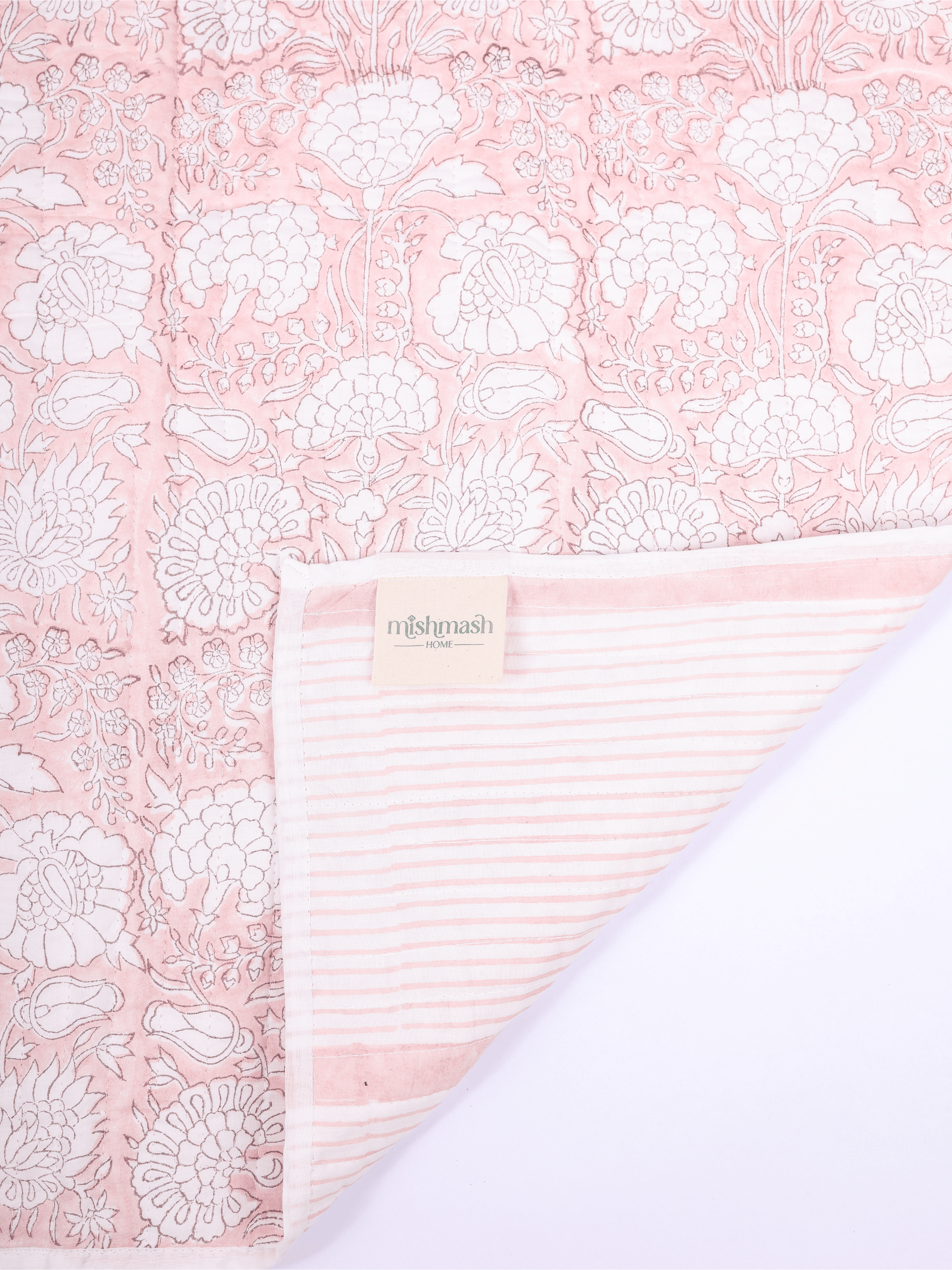 Peach Please Reversible Quilted Cotton Bed Cover