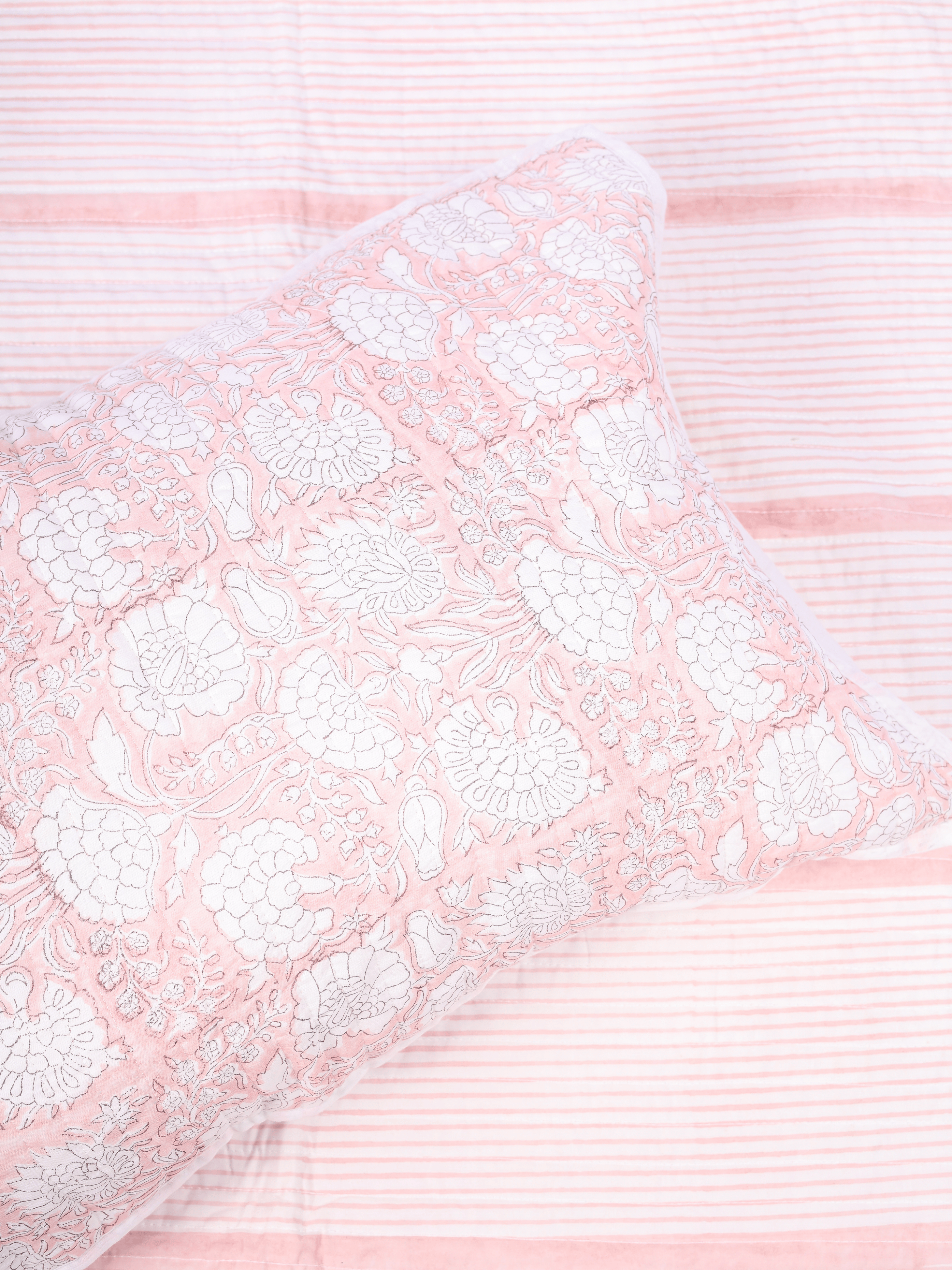 Peach Please Reversible Quilted Cotton Bed Cover