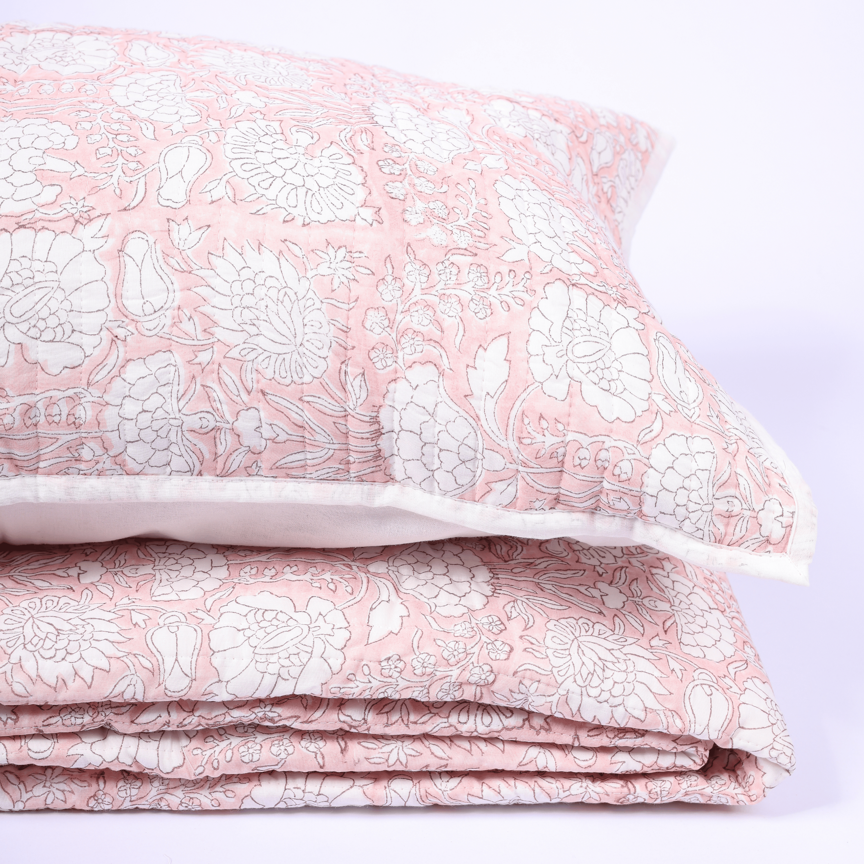 Peach Please Reversible Quilted Cotton Bed Cover