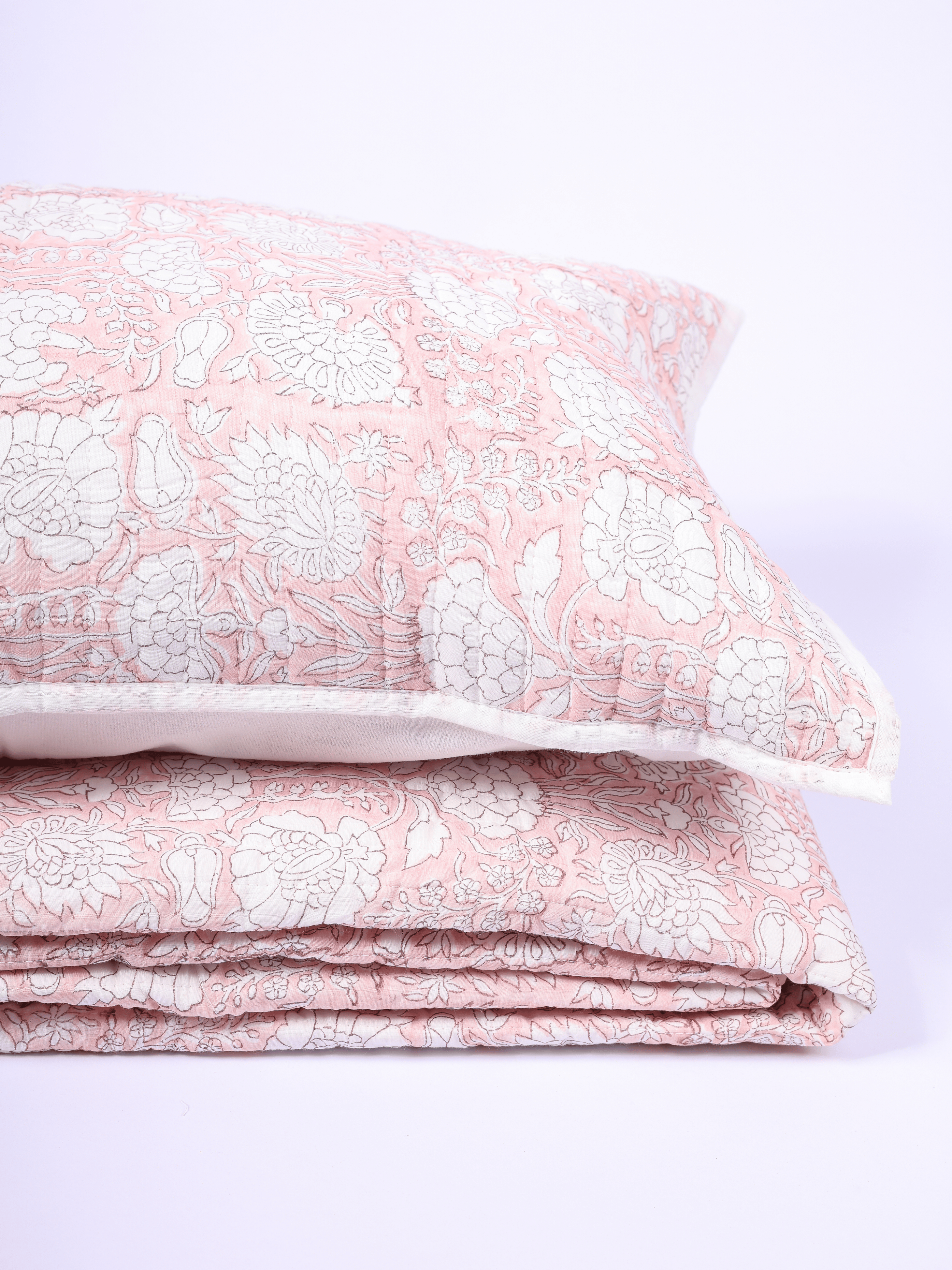Peach Please Reversible Quilted Cotton Bed Cover