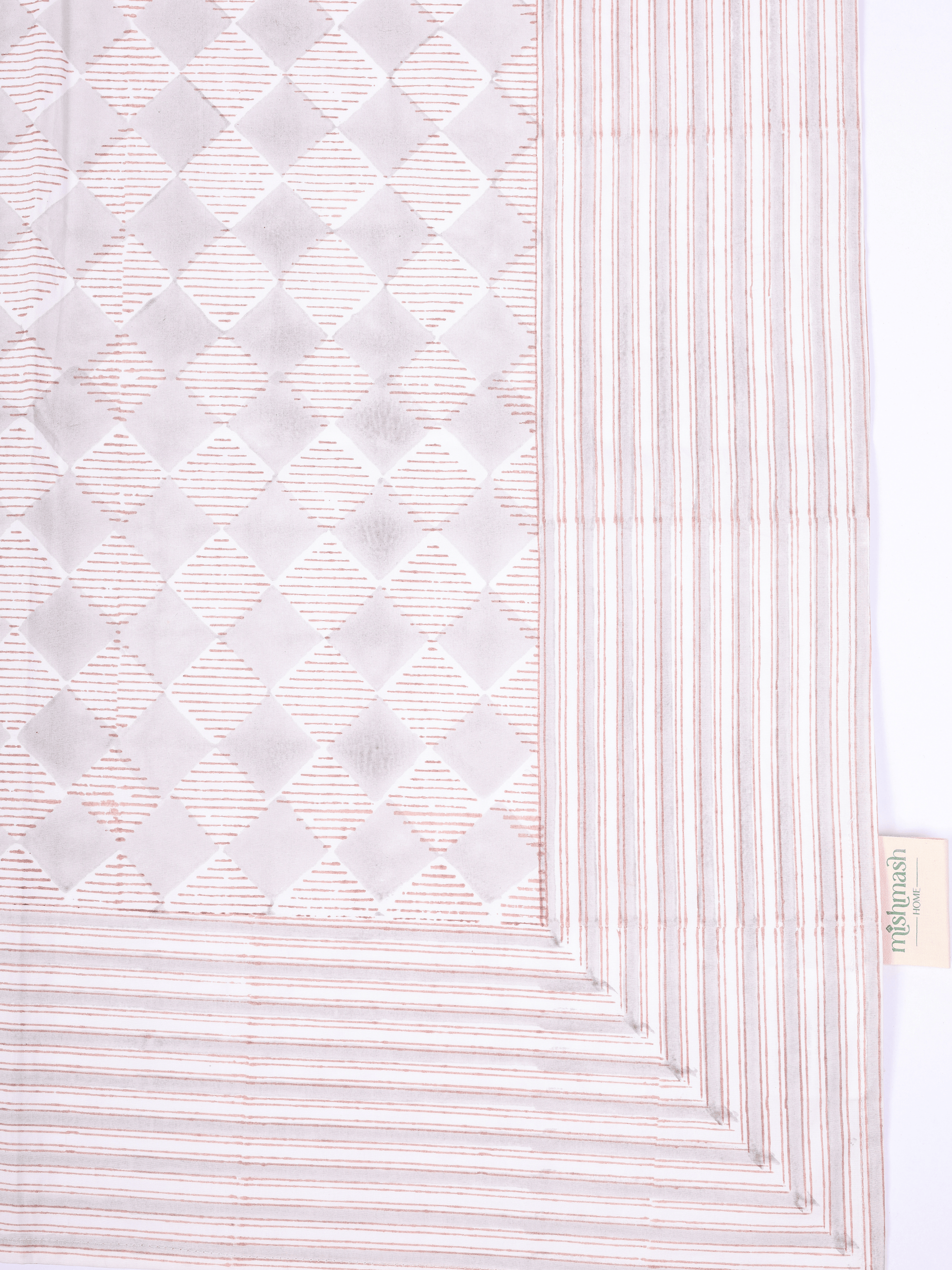 Red and white hand block printed bedsheet in 300 TC cotton